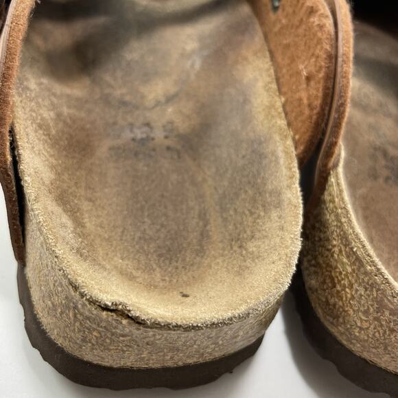 Birkenstock Birkis Dorian Clogs Criss Cross Womens Size 38, US 7-7.5 Tan Leather - Picture 9 of 11